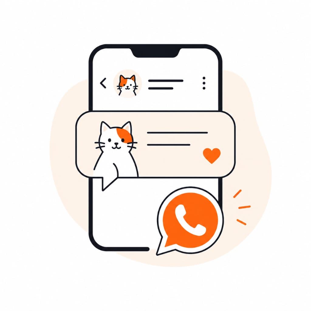 Ilustrație: conversație pe WhatsApp cu persoana care are pisica în grijă